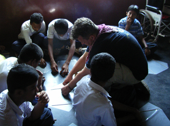 Raymond de Graaf at the kite workshop in Mangalore, India